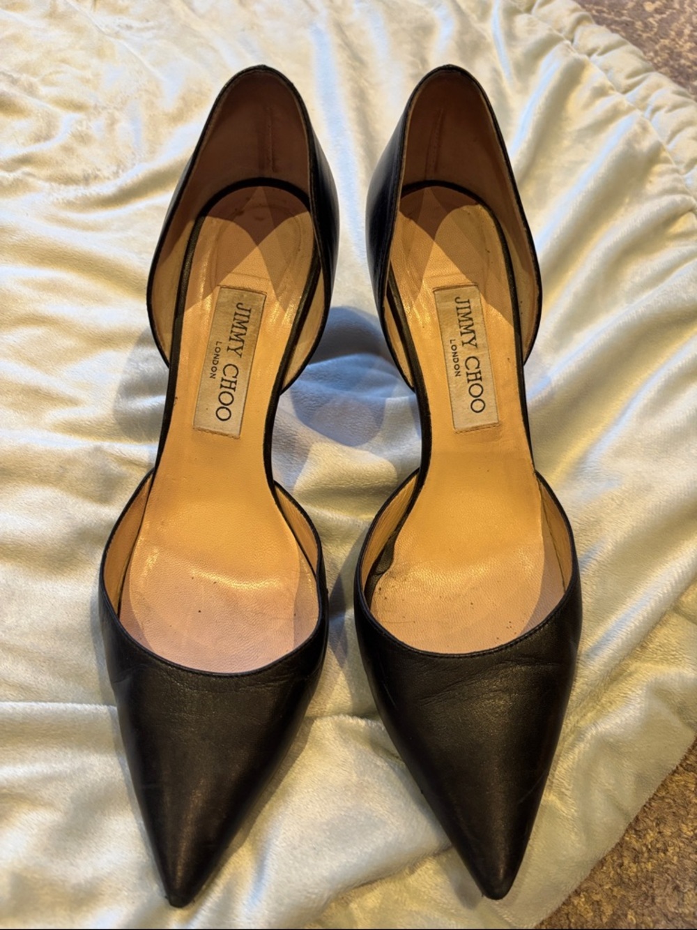 Jimmy Choo Women's pointed-Toe D'Orsay Pumps in black leather 39 - Picture 2 of 7